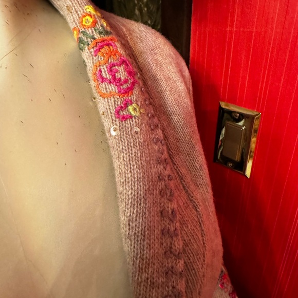 American Retro Paris embroidered knit jacket cardigan size2 - Picture 12 of 15